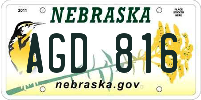 NE license plate AGD816