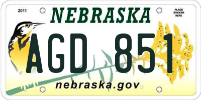 NE license plate AGD851