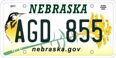 NE license plate AGD855