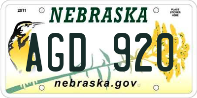 NE license plate AGD920