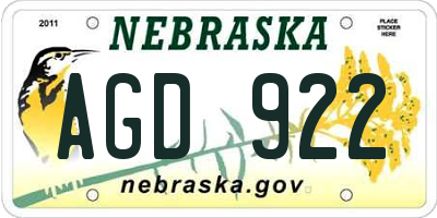 NE license plate AGD922