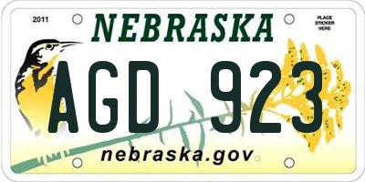 NE license plate AGD923