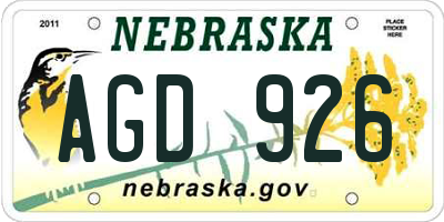 NE license plate AGD926