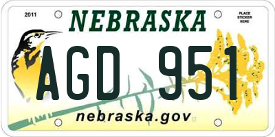 NE license plate AGD951