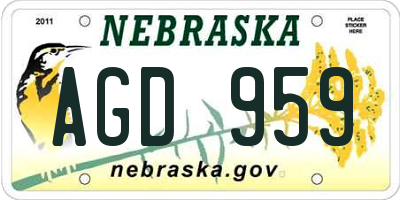 NE license plate AGD959