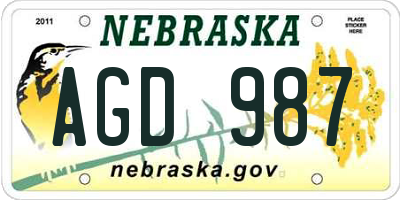 NE license plate AGD987