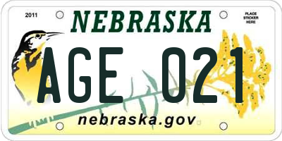 NE license plate AGE021