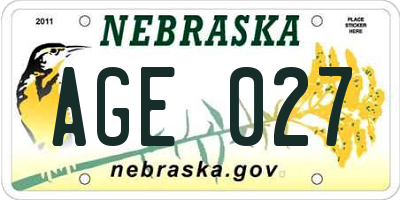 NE license plate AGE027