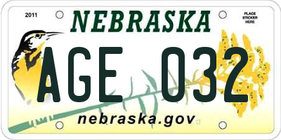 NE license plate AGE032