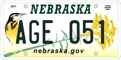 NE license plate AGE051