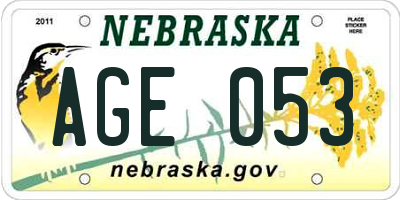 NE license plate AGE053