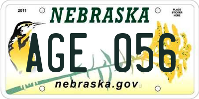 NE license plate AGE056