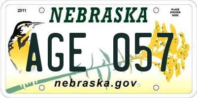 NE license plate AGE057