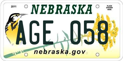 NE license plate AGE058