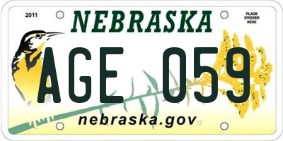 NE license plate AGE059