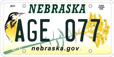 NE license plate AGE077