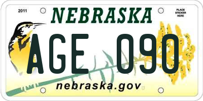 NE license plate AGE090
