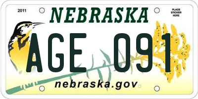 NE license plate AGE091