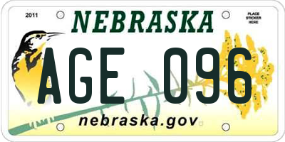 NE license plate AGE096