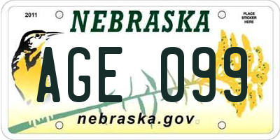 NE license plate AGE099