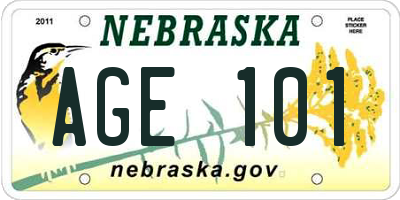 NE license plate AGE101