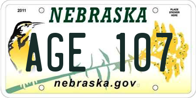 NE license plate AGE107