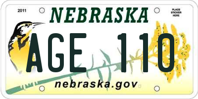 NE license plate AGE110