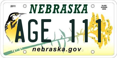 NE license plate AGE111
