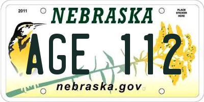 NE license plate AGE112