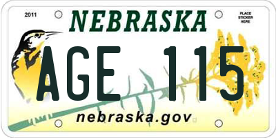 NE license plate AGE115