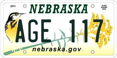 NE license plate AGE117