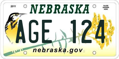 NE license plate AGE124