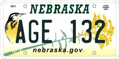 NE license plate AGE132