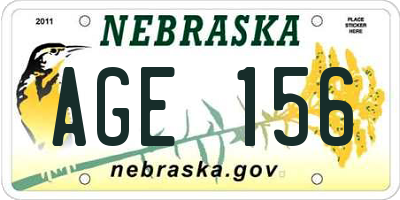 NE license plate AGE156