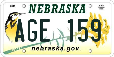 NE license plate AGE159