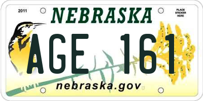 NE license plate AGE161