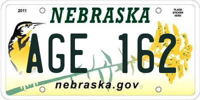 NE license plate AGE162