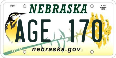 NE license plate AGE170