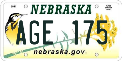 NE license plate AGE175