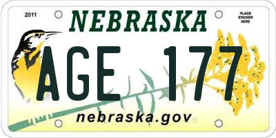 NE license plate AGE177