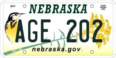 NE license plate AGE202