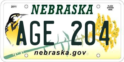 NE license plate AGE204