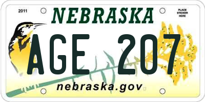 NE license plate AGE207