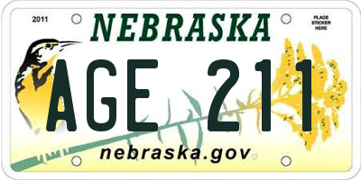 NE license plate AGE211