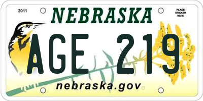 NE license plate AGE219