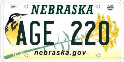 NE license plate AGE220