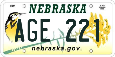 NE license plate AGE221