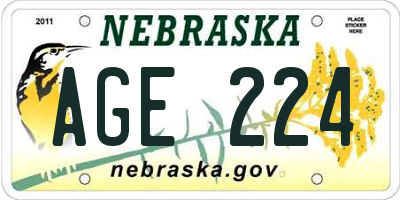NE license plate AGE224