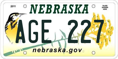 NE license plate AGE227
