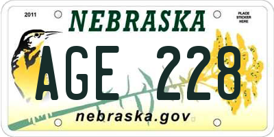 NE license plate AGE228